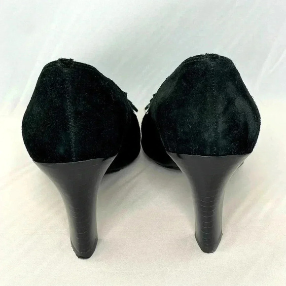 Franco Sarto Women's Heels Shoes 6.5 Black Suede Tassel Closed Toe Pump - Picture 6 of 12